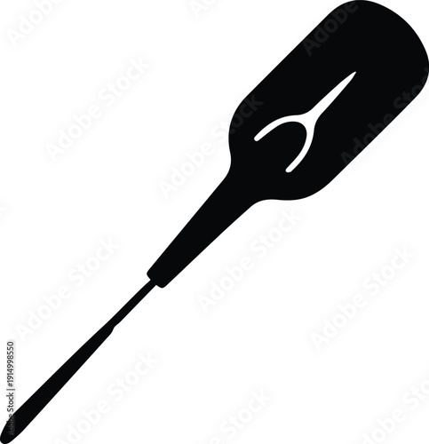 Black silhouette of a spatula with a long handle kitchen utensil cooking