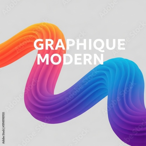 Vibrant gradient wavy line graphic modern design element abstract smooth flowing curve colorful art abstract creative motion