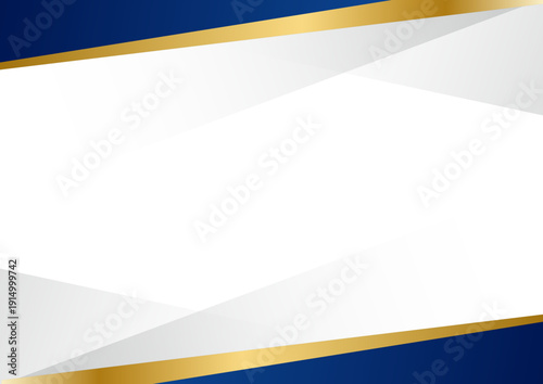 高級感のあるブルー×ゴールドのビジネス背景フレーム