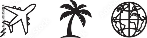 Travel Tourism Holiday Vacation Trip Transport Icons