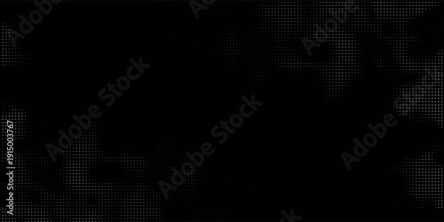 Gold shiny abstract wave. Design element with glitter effect on black background.