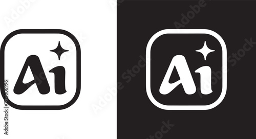 High-contrast AI logo design in positive and negative versions for professional tech branding