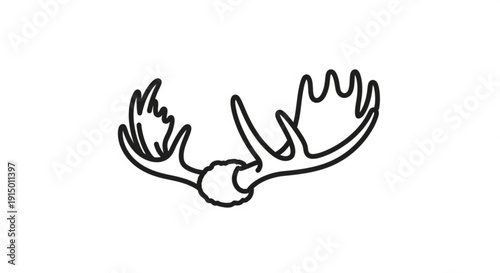 Moose antlers illustration in black line art on white background symbolizing wildlife and nature