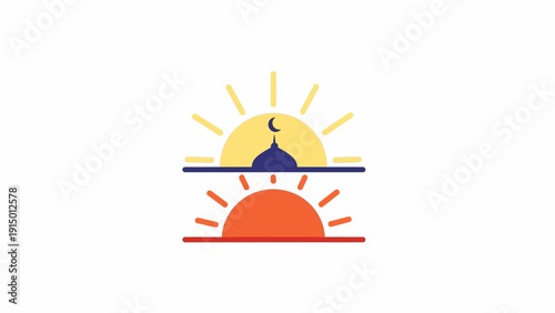 Stylized Sun and Moon Graphic Illustration.