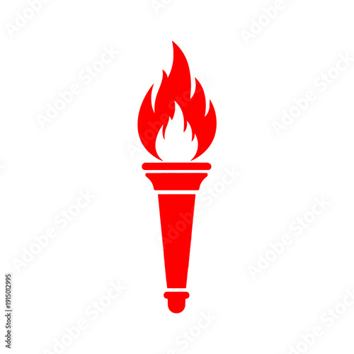 A red torch icon with flames on a white background