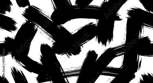 Abstract pattern of bold black brush strokes on a white background, creating a dynamic and artistic texture.