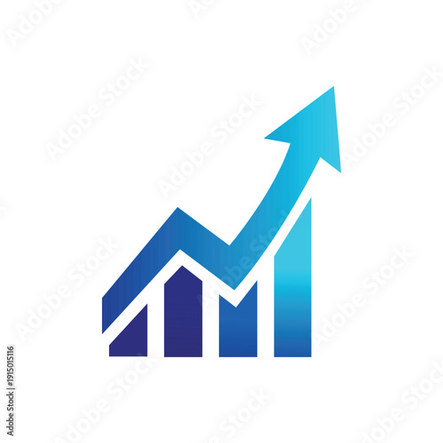 Business Growth Statistics Chart with Upward Arrow, Blue Gradient Financial Success Logo Icon. Free Download Business Growth Statistics Chart with Upward Arrow, Blue Gradient Financial Success Logo Icon. - GFXLoad