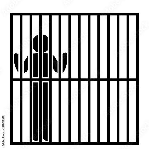 Stick Figure Standing Behind Prison Bars