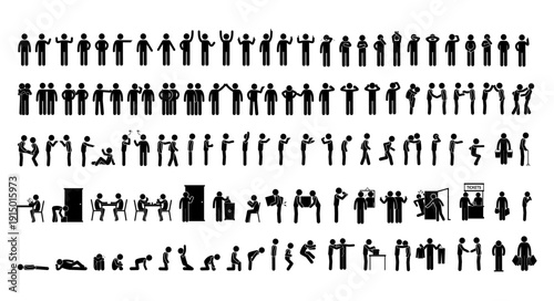 Collection Of Stick Figure Various Poses And Scenes, STICK FIGURE, STICKMAN, PICTOGRAM