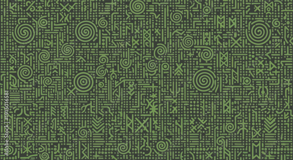 Obraz premium Green Digital Matrix Circuit Texture