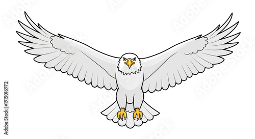 Majestic White Eagle Soaring with Wings Spread Wide Symbol of Freedom and Power