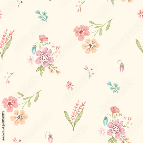 Flower pattern, ditsy seamless floral pattern, small little cute flower background. Flower repeat pattern. Ditsy print,  surface design. Ditsy floral for fashion, texture, fabric, wrapping, wallpaper