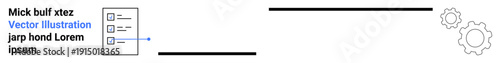 Workflow, automation, process improvement, task efficiency, documentation, business tools. A text box, document with list and gear icons. Workflow and automation concept