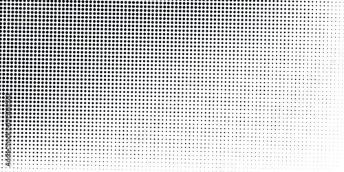 Dot grid pattern vector illustration. Simple black white point background with small and large polka dots. Abstract futuristic dotted mesh with gradient effect. Geometric minimal digital design.