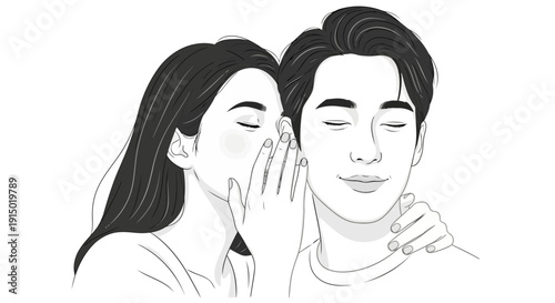 A tender moment between a loving couple sharing a sweet whisper