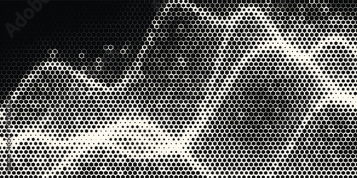 Hexagon Shapes Vector Abstract Geometric Technology Retrowave Sci-Fi Texture Isolated on Light Background. Halftone Hex Retro Simple Pattern. Eps10