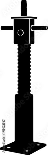 Industrial screw jack silhouette with adjustable threaded rod