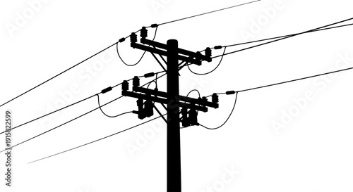 Intricate power line wiring detail silhouette