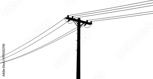 Low angle electricity pole figure with three parallel cables