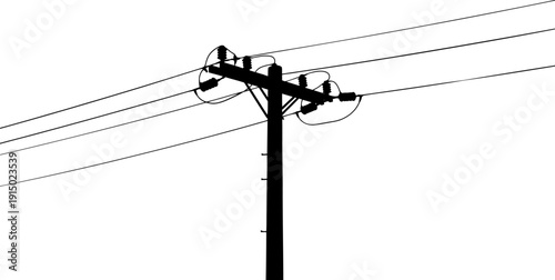 Simple power pole silhouette with single crossarm and horizontal wires