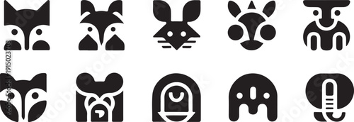 set of black and white silhouettes of the zodiac symbols