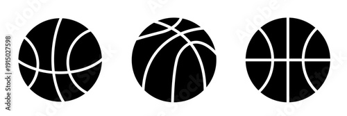 Basketball icon set. Basketball ball isolated icon. Basketball logo. Sport equipment symbol. Vector illustration.