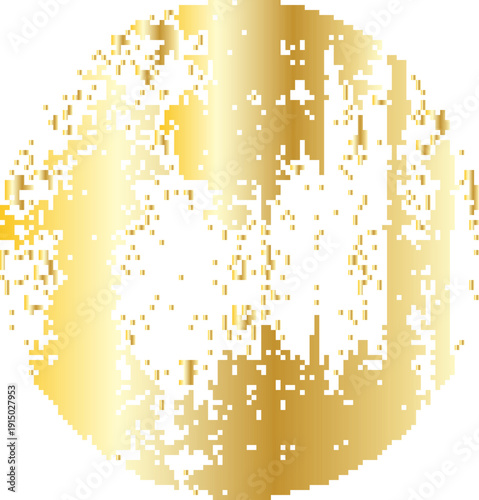 Abstract Gold Pixelated Circular Design