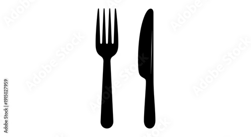 Black Fork and Knife Cutlery Silhouette.