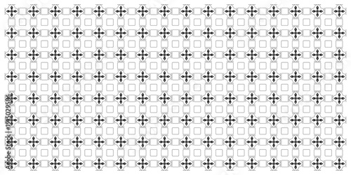 Black and White Geometric Pattern with Squares and Crosses Keywords: geometric pattern, seamless