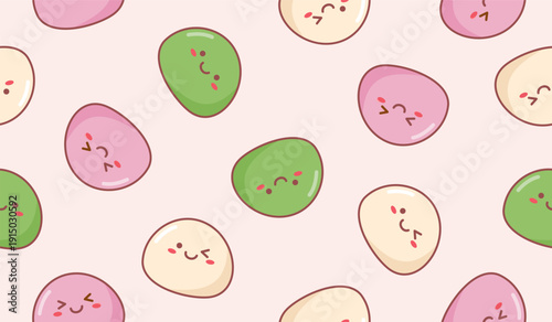 Cute mochi pattern background vector design
