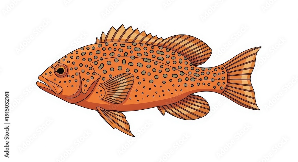 Naklejka premium Orange Spotted Fish Illustration.