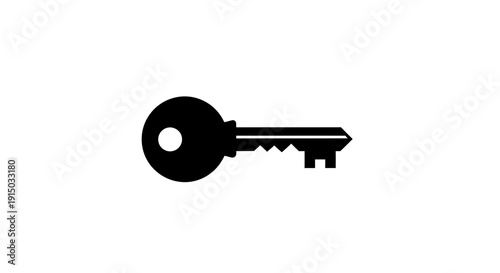 Black Key Isolated on White Background.