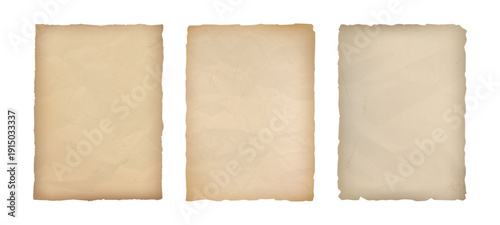 Crumpled and wrinkled empty old papers set. Vector isolated vintage torn sheets with copy space. Realistic folded stationery or manuscript for drawing or writing. Maps or fantasy themed art