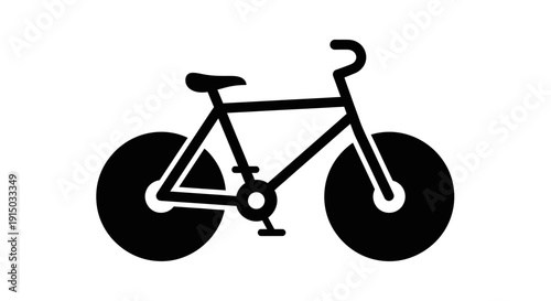 Simple Black Bicycle Illustration Side View.