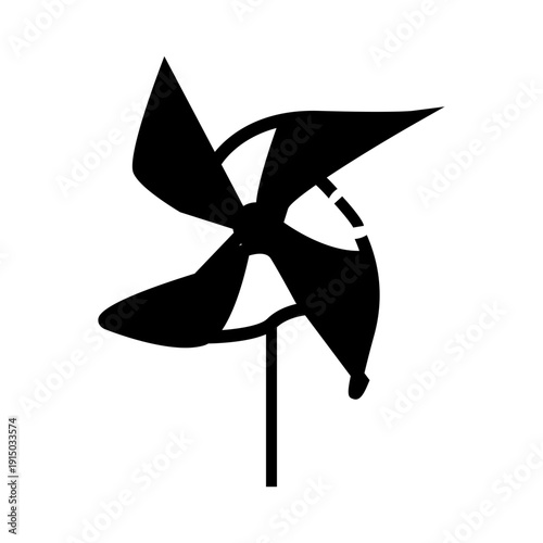 pinwheel toy isolated on white glyph icon vector
