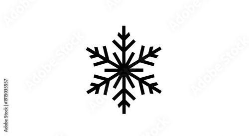 Black Snowflake Silhouette on White Background.