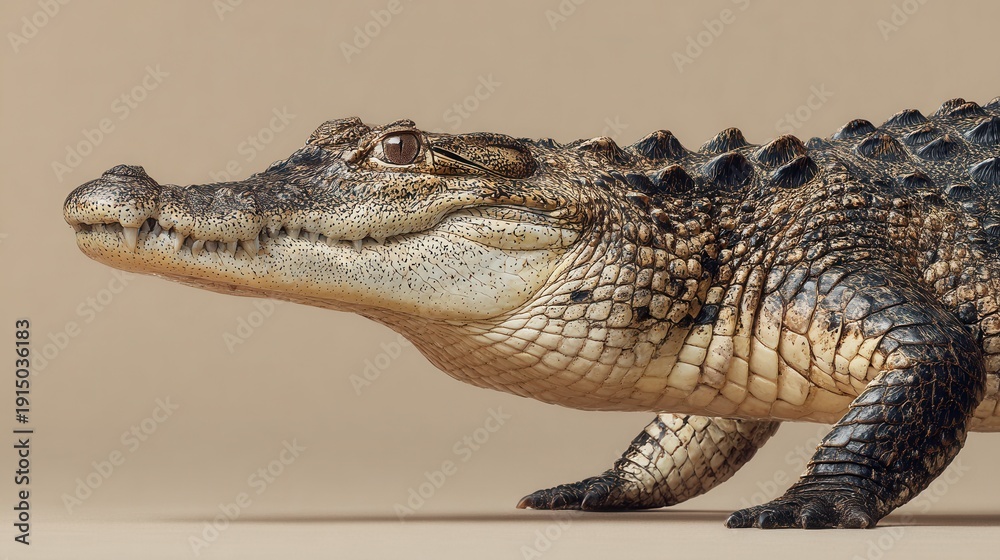 Fototapeta premium Crocodile on solid monochrome background