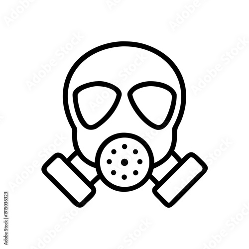 Gas Mask Icon — Respiratory Protection, Hazard Safety and Emergency Evacuation Symbol