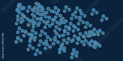 A cluster of blue human figures on a dark background