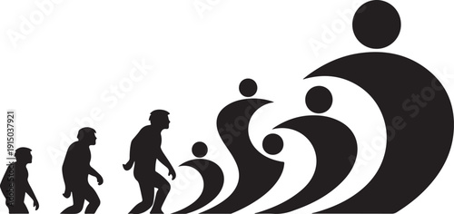 Human Evolution Silhouette Graphic Illustration Family Growth Concept