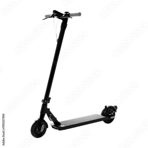 Electric scooter in halftone style isolated on white background. Modern eco transport illustration for urban mobility, sharing service, and sustainable city design projects.