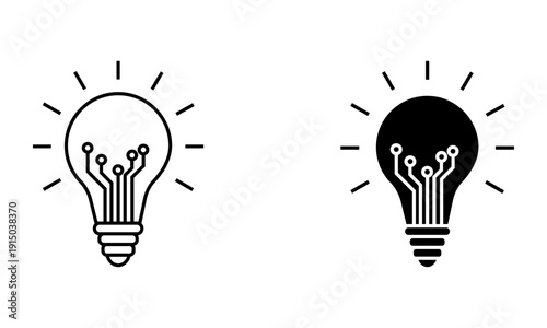 smart light bulb with circuit board traces representing digital innovation icon vector