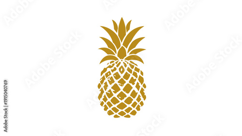 A golden, isolated illustration of a pineapple, showcasing details on a white background
