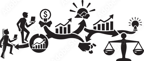 Business finance and law concept with human silhouettes icons