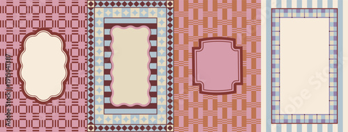 Vector abstract simple geometric frame and border with copy space for text, abstract background in classic trendy style for cards and prints