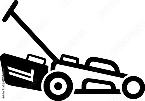 Modern Garden Lawn Mower Silhouette - Yard Maintenance and Gardening Tool Vector