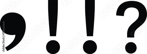 Symbol icons set. Punctuation marks including quotation marks, an exclamation point, and a question mark.