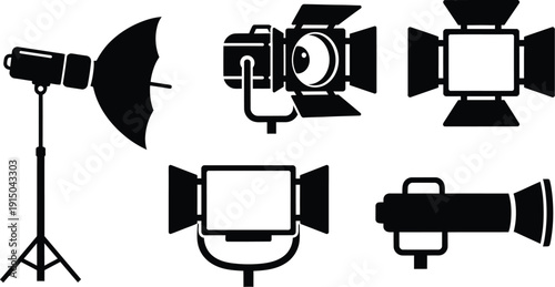 Professional studio lighting equipment, commonly used for photography and cinematography. 
