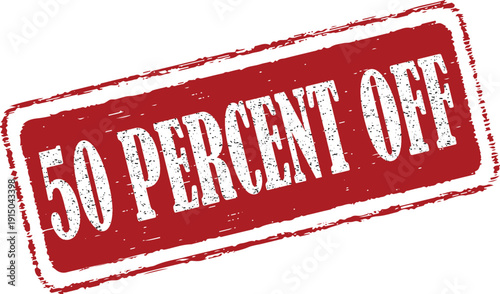Discount alert with fifty percent off stamp