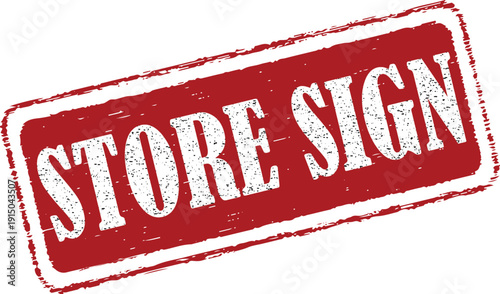 Red store sign stamp on white background